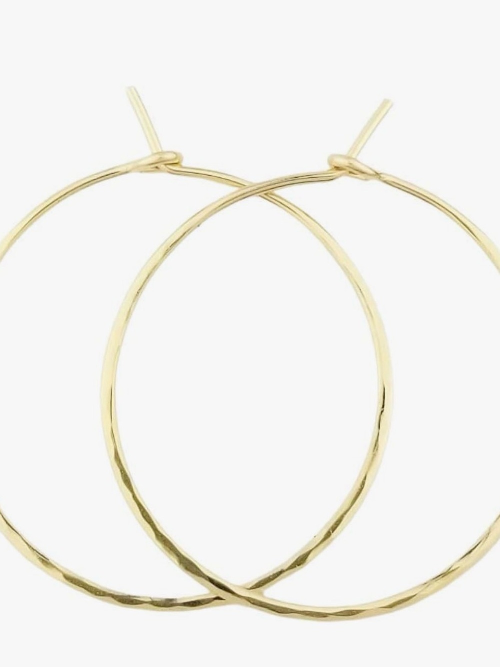 14k Yellow Gold 1” Hammered Gold Hoop Earrings |  Classic Simple Fine Jewelry